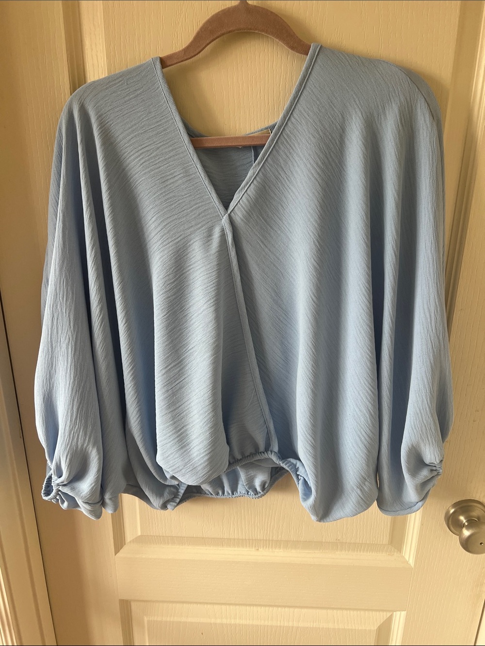 entro Light Blue V-Neck Balloon Sleeve Tunic